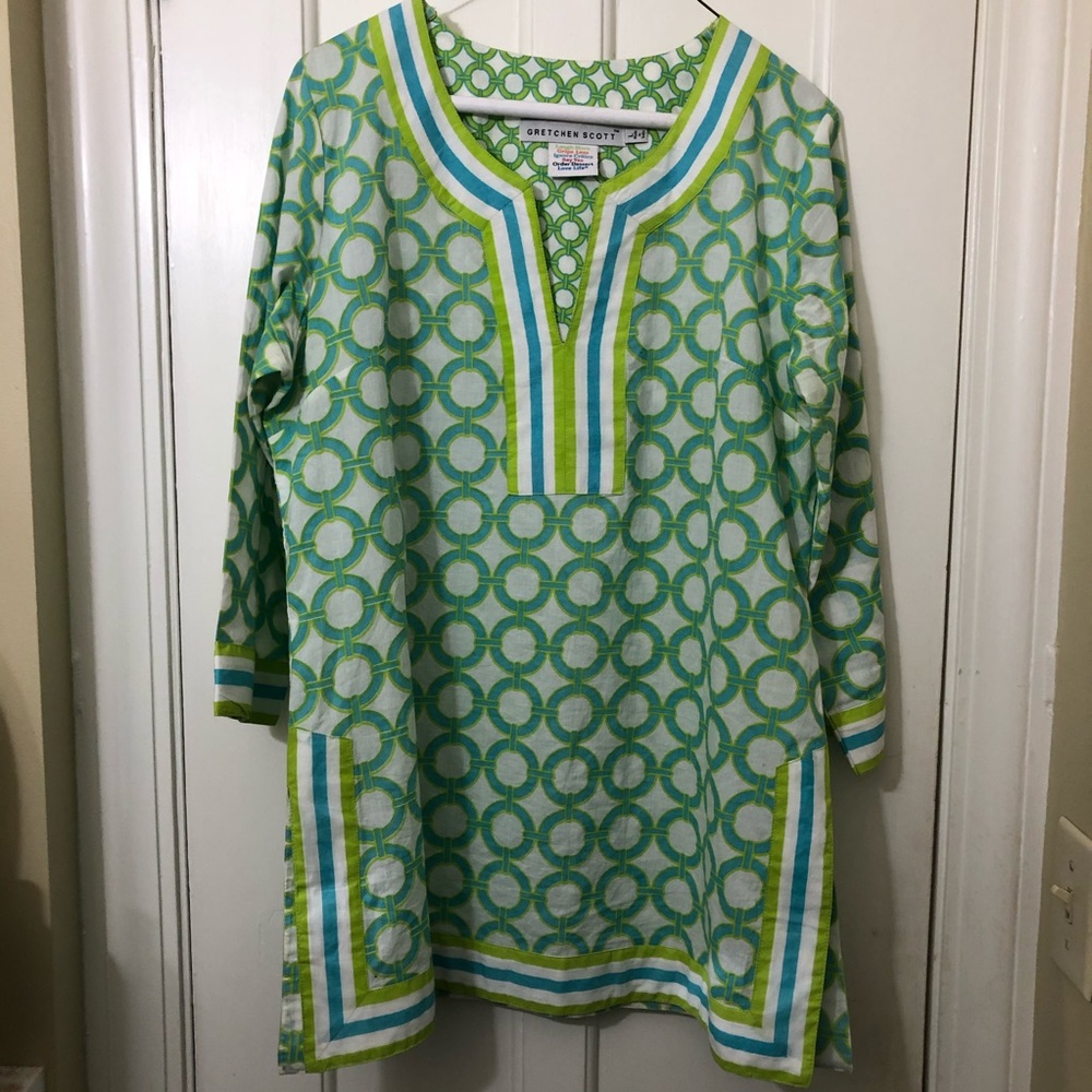 Gretchen Scott Green Cotton Tunic Top Large